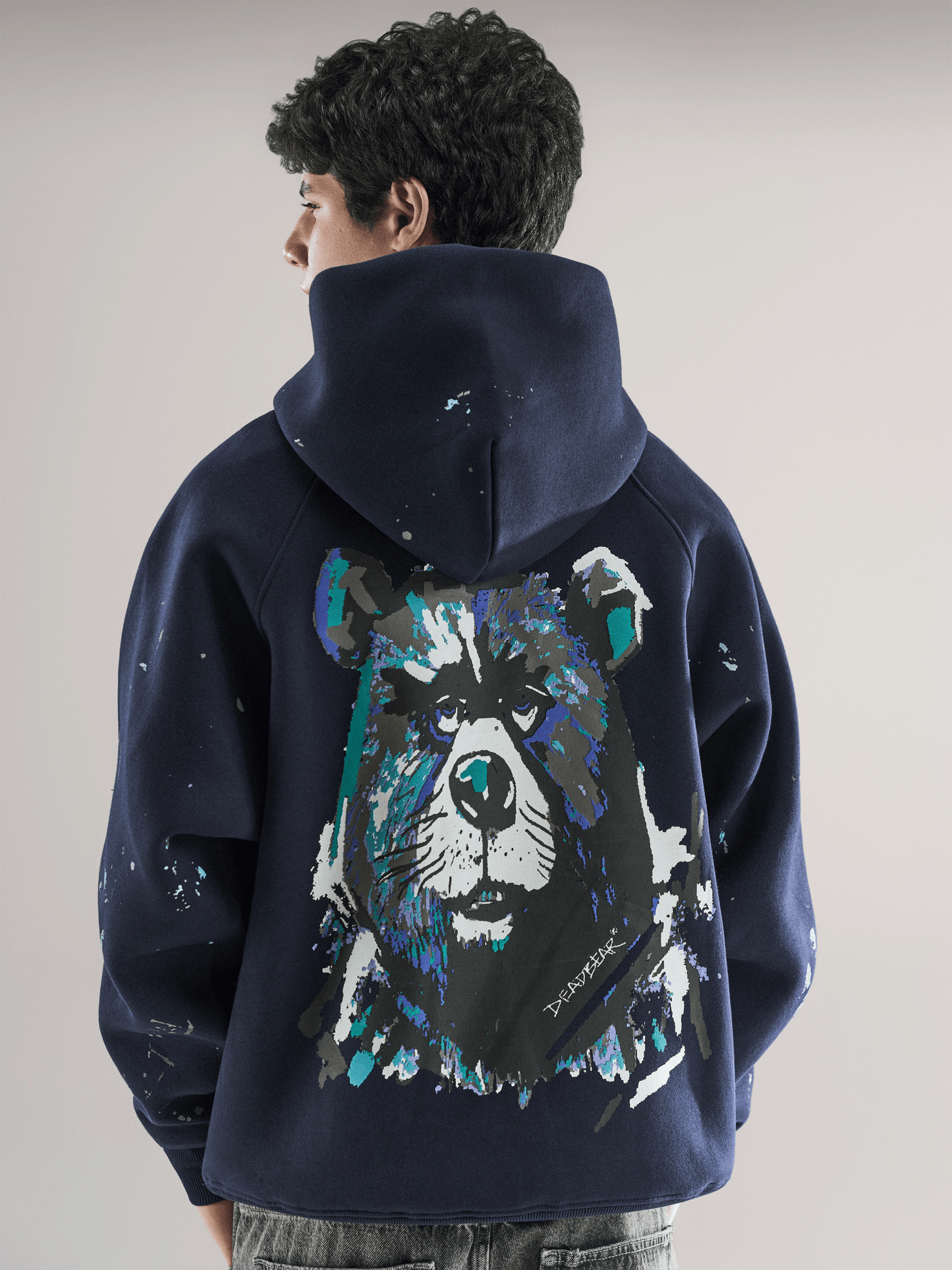Grumpy Bear Hoodie Navy