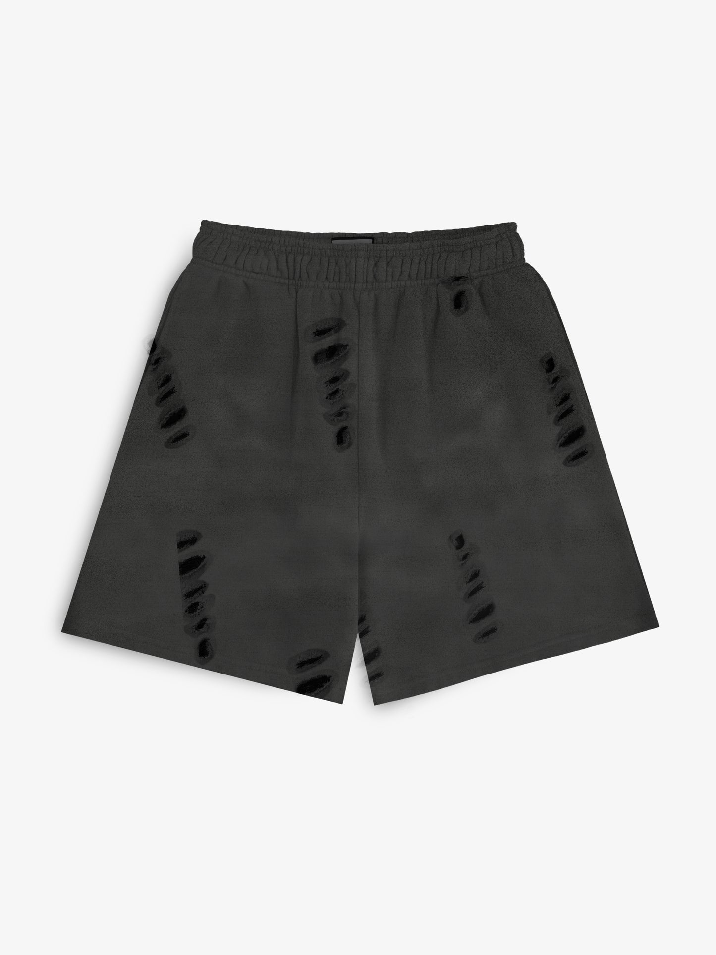 Distressed Washed Black Shorts