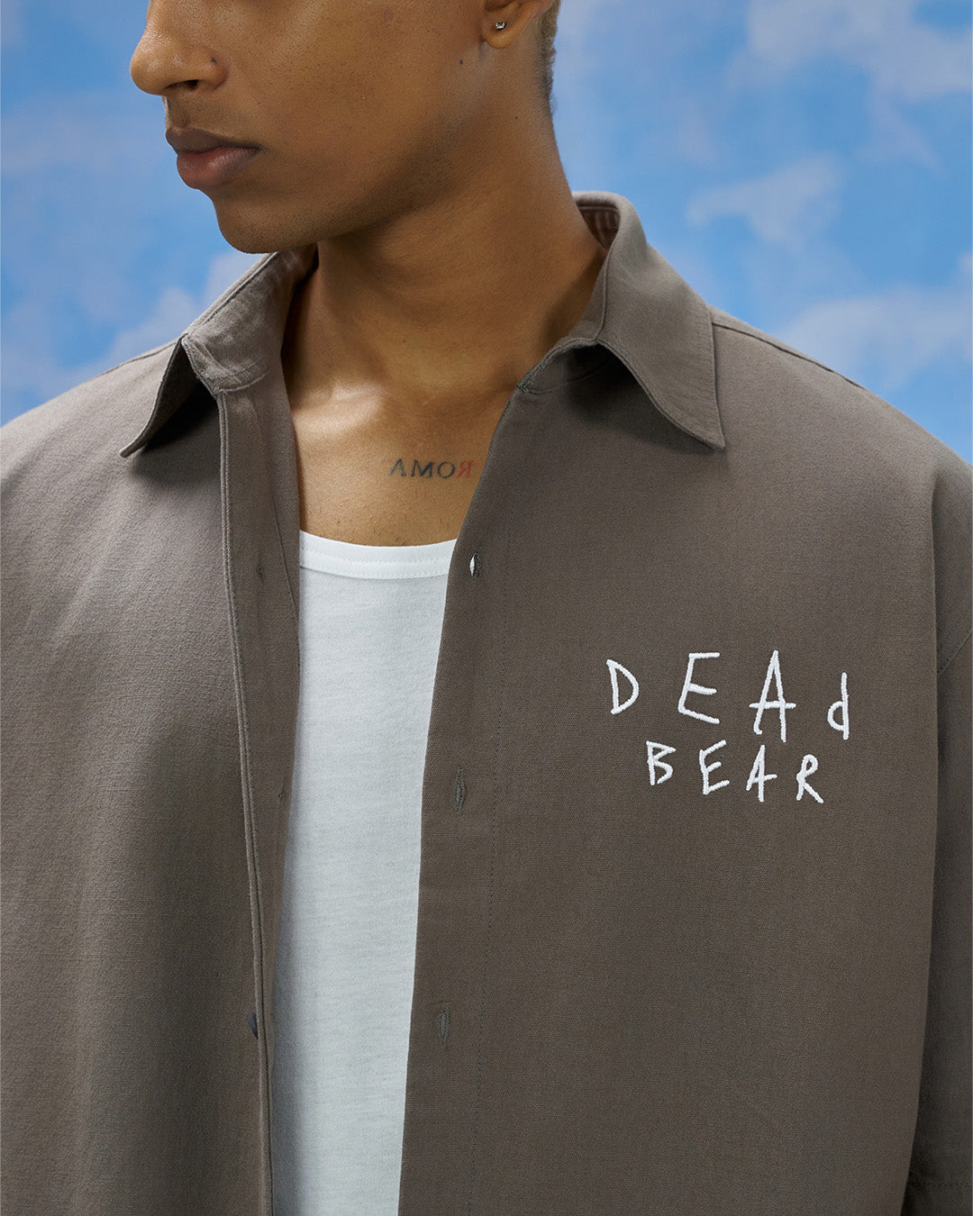 Scribbled Logo Shirt Taupe