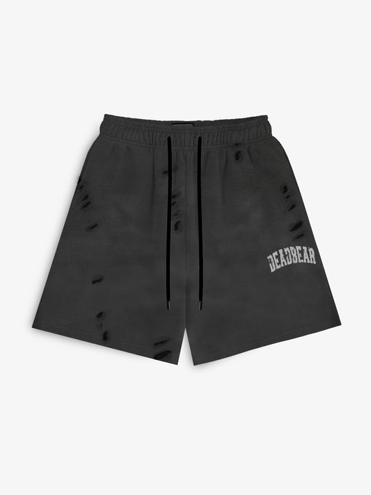 Distressed Washed Black Shorts