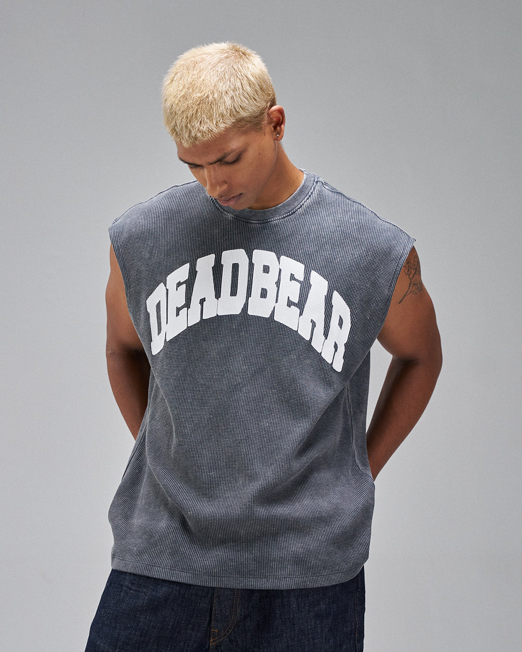 Waffle Tank Washed Grey