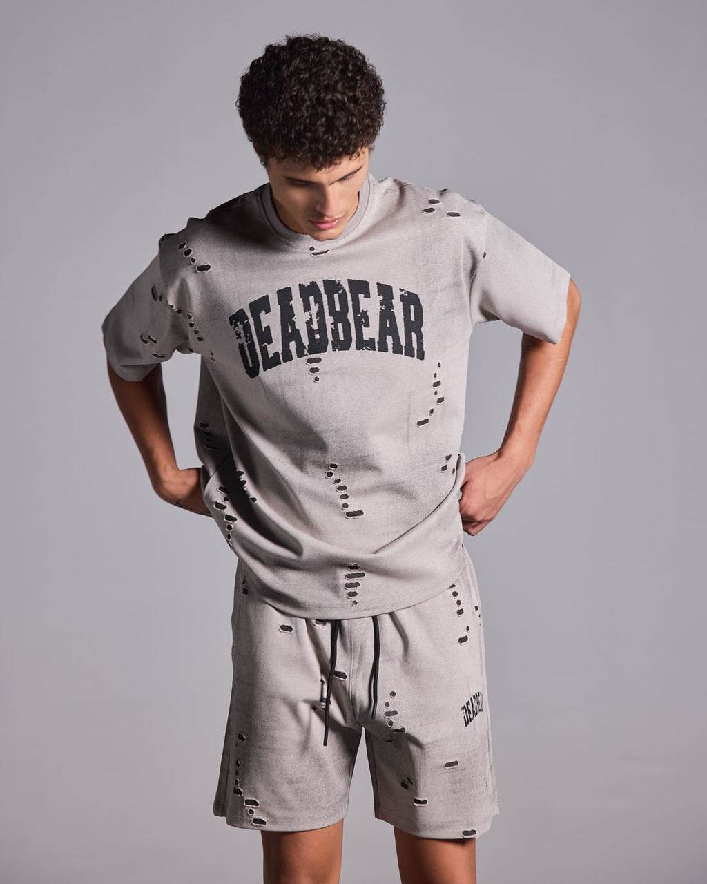 Distressed Washed Grey Shorts