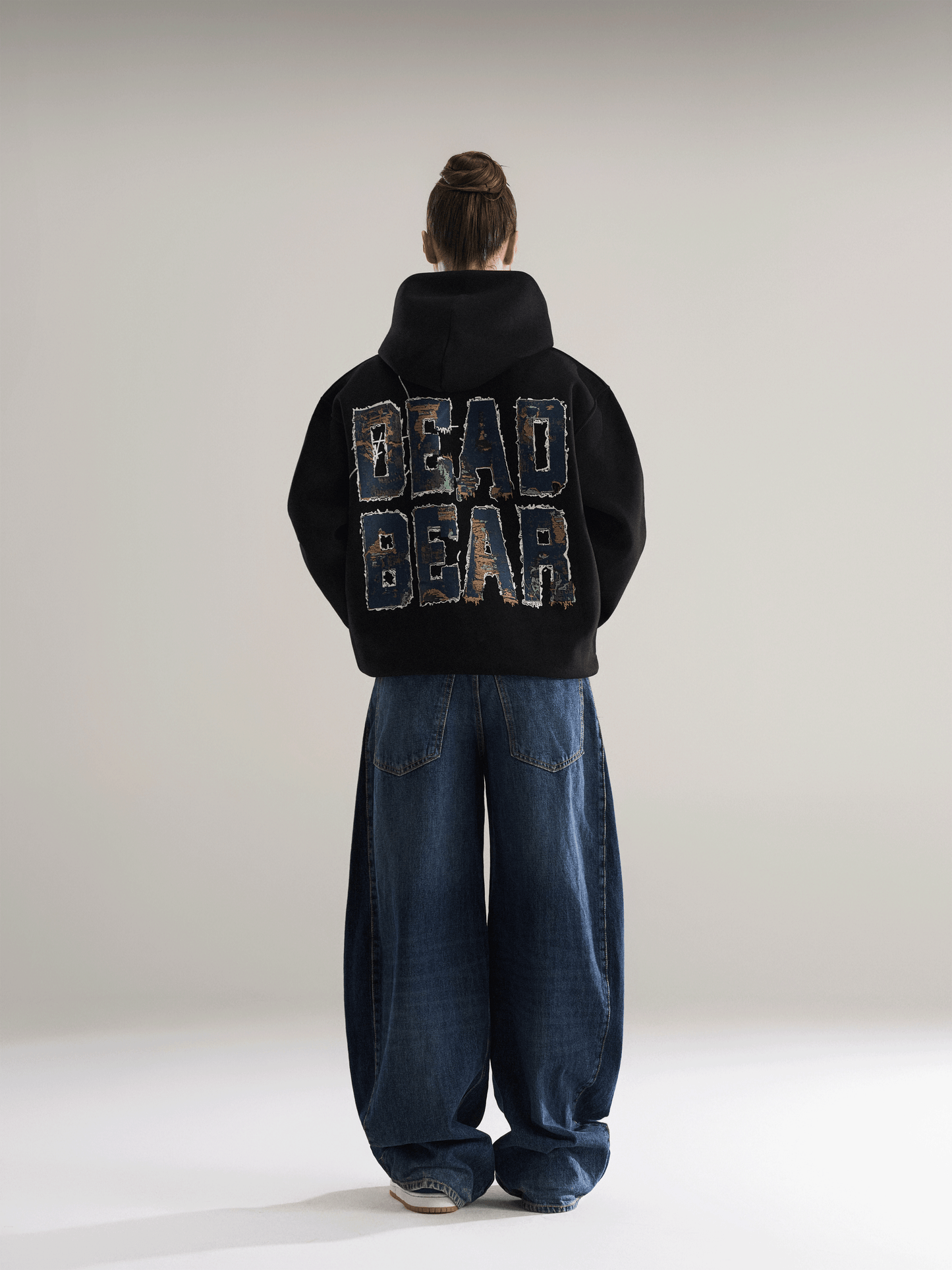 Fake Denim Hoodie Black