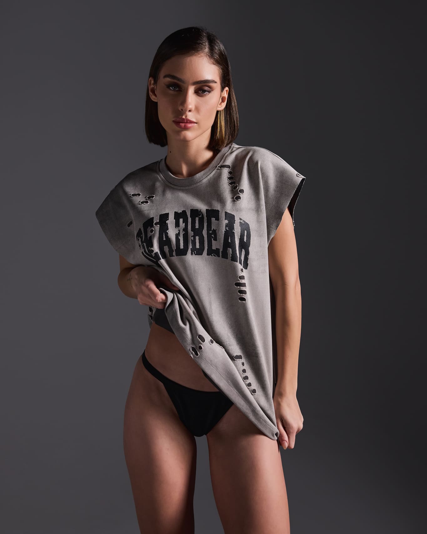 Distressed Washed Grey Tank