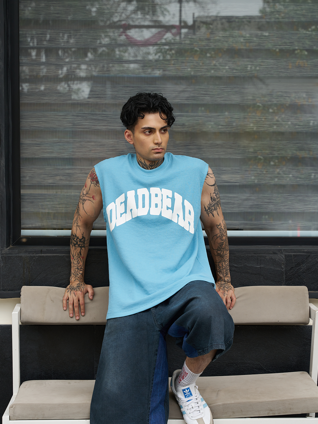 Waffle Tank Powder Blue