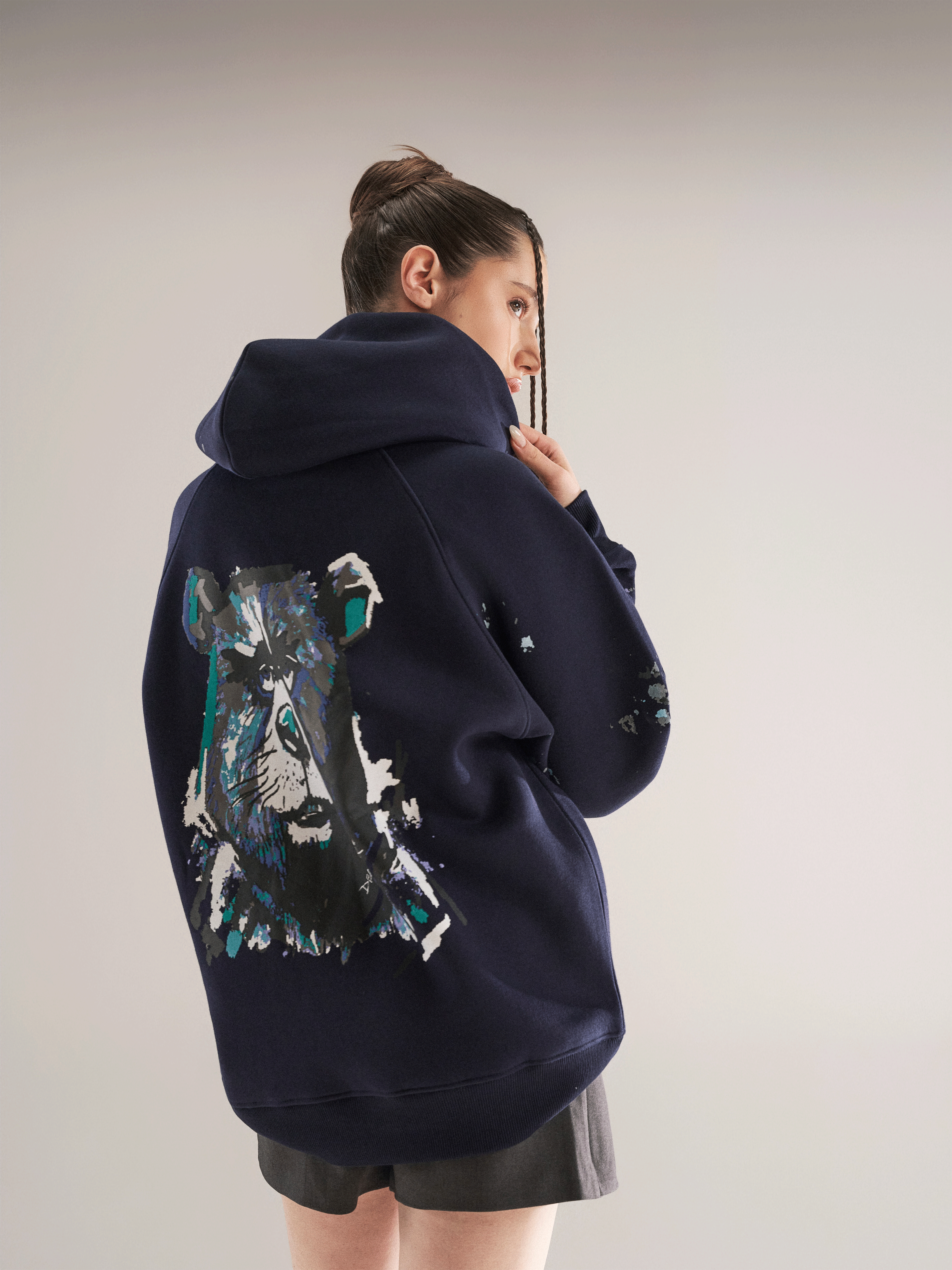 Grumpy Bear Hoodie Navy