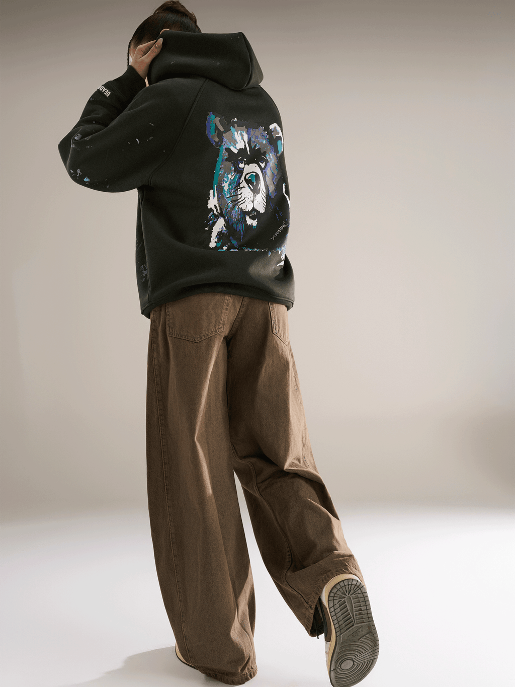 Grumpy Bear Hoodie Olive