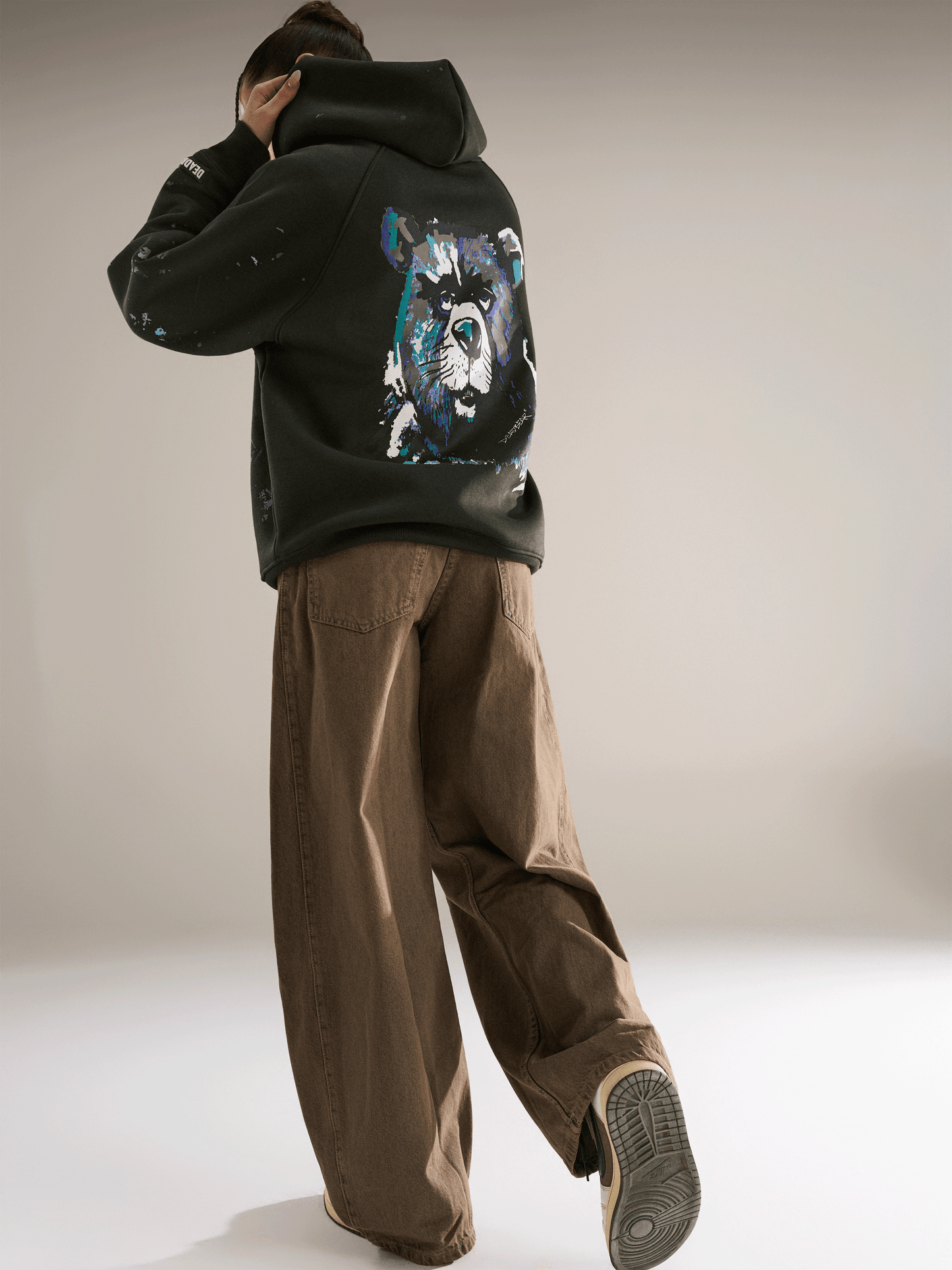 Grumpy Bear Hoodie Olive