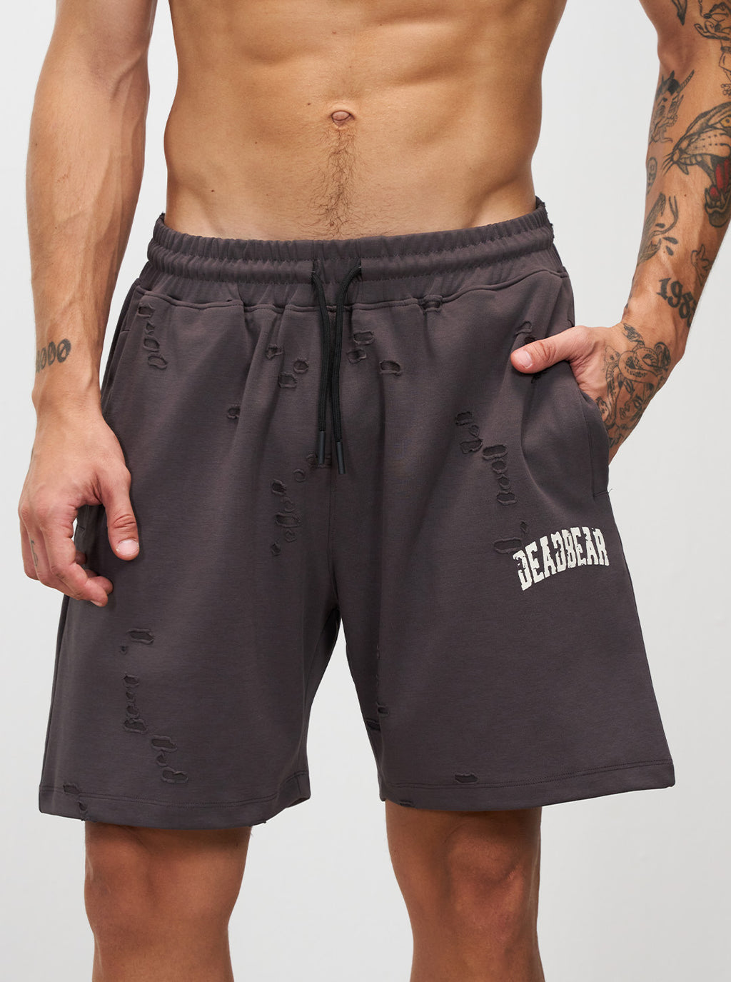 Distressed Ash Grey Shorts