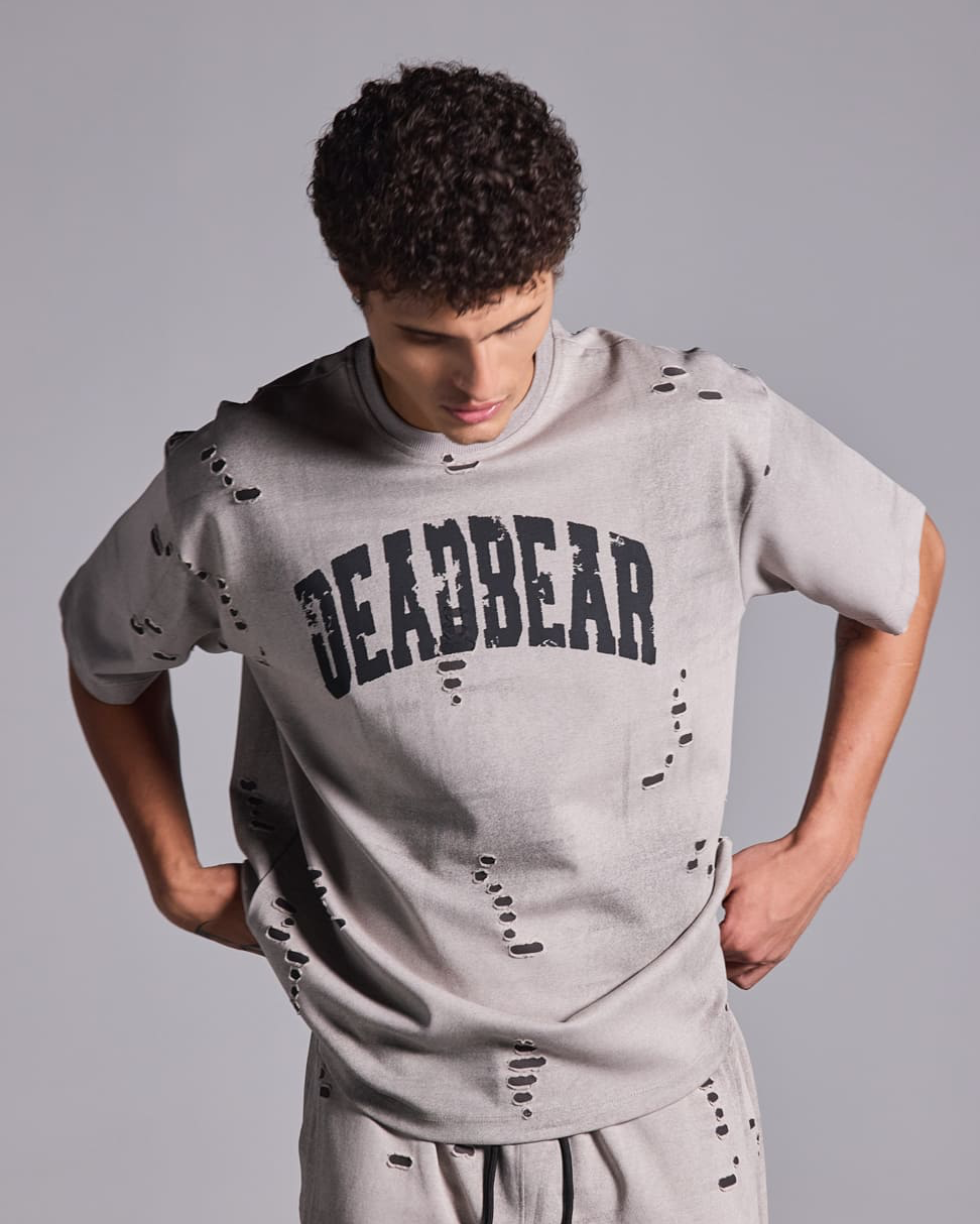Distressed Washed Grey Tee