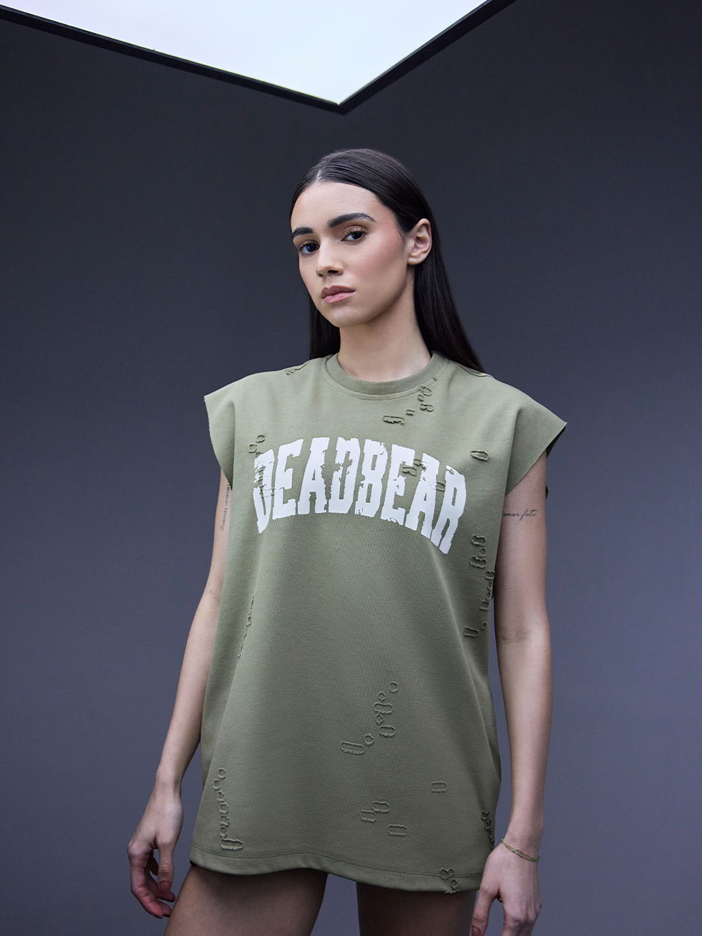 Distressed Olive Tank