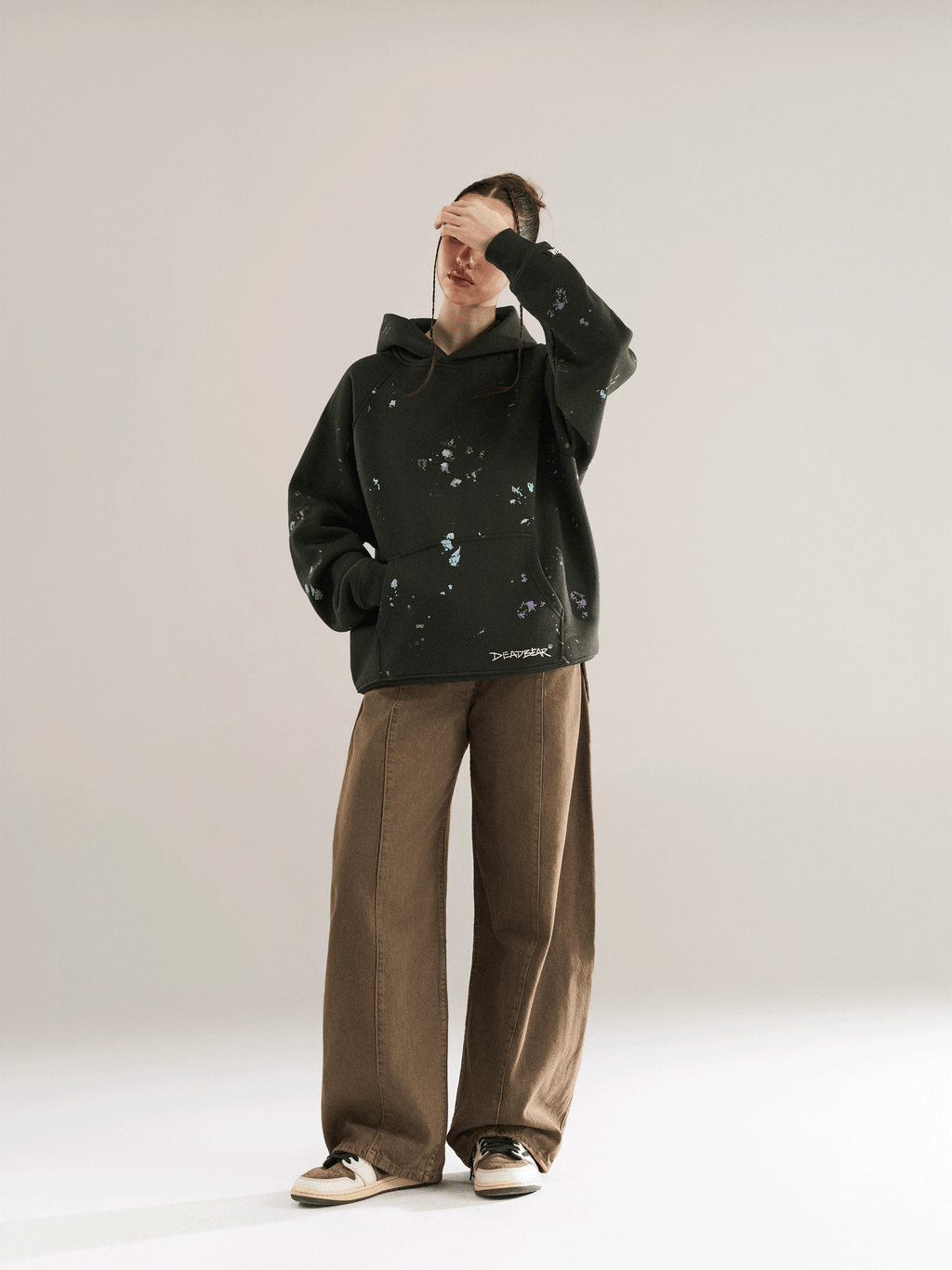 Grumpy Bear Hoodie Olive