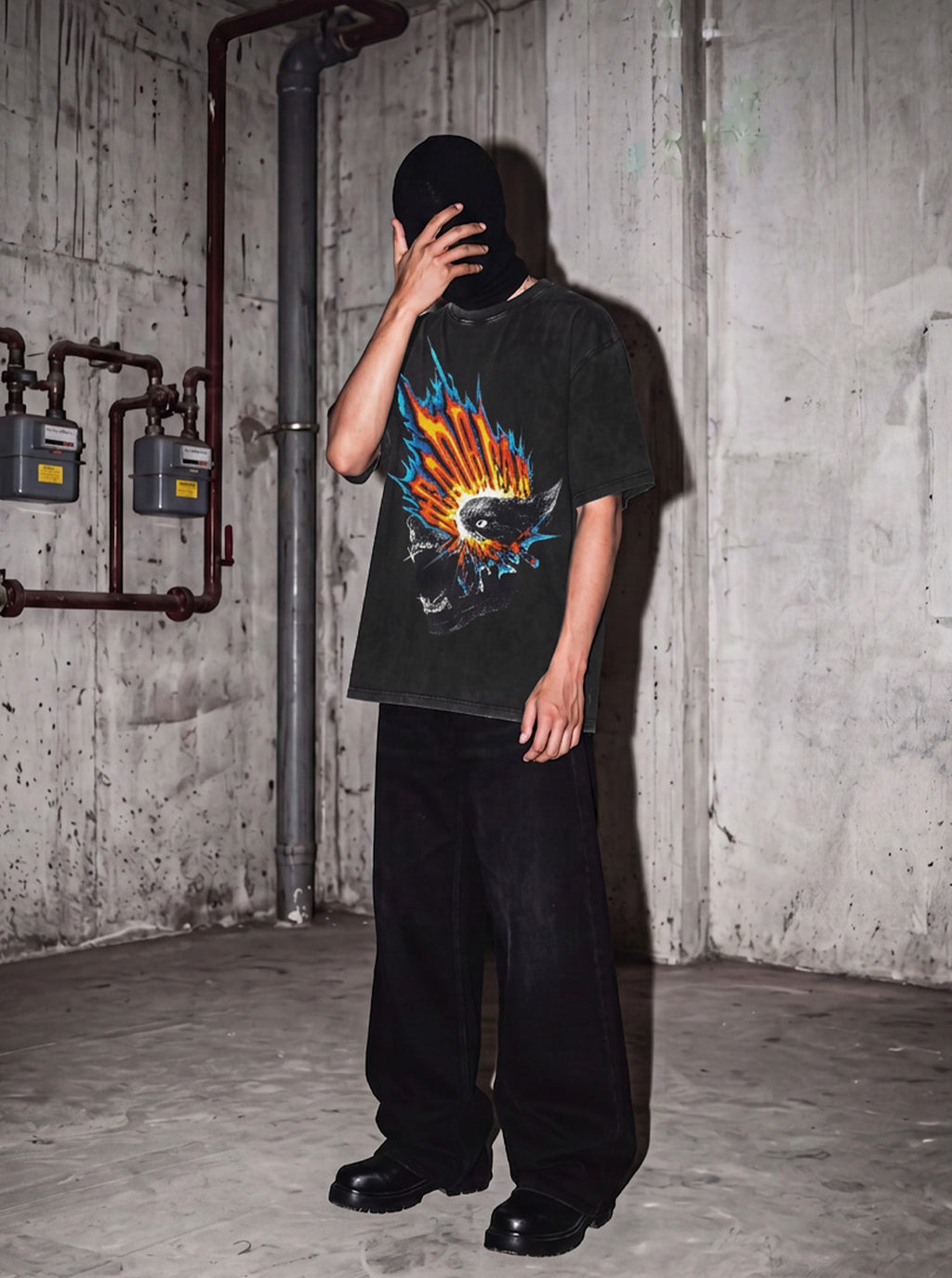 Wolf Tee Washed Black