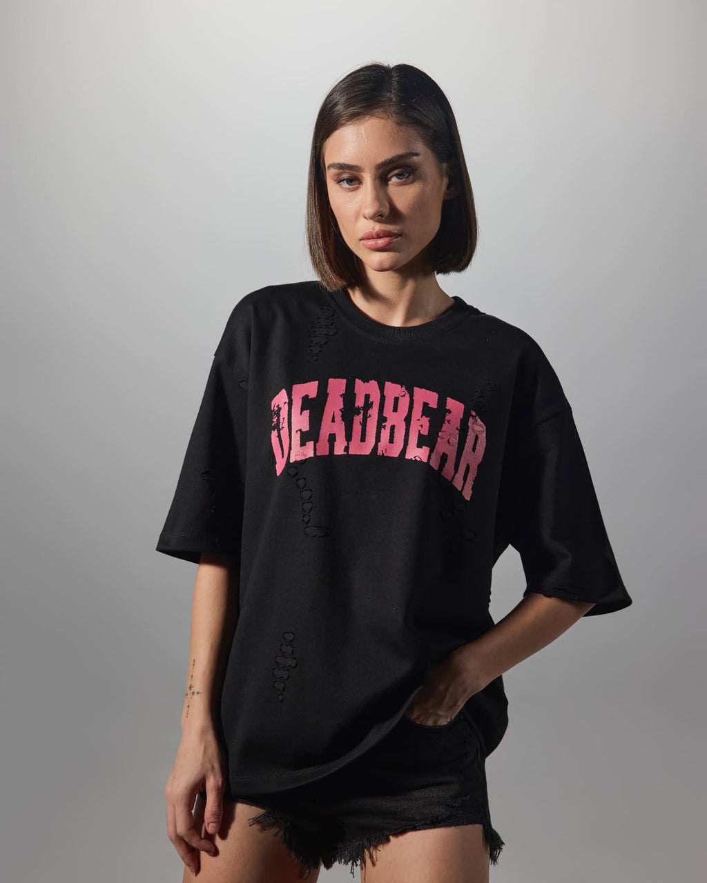 Distressed Black Tee