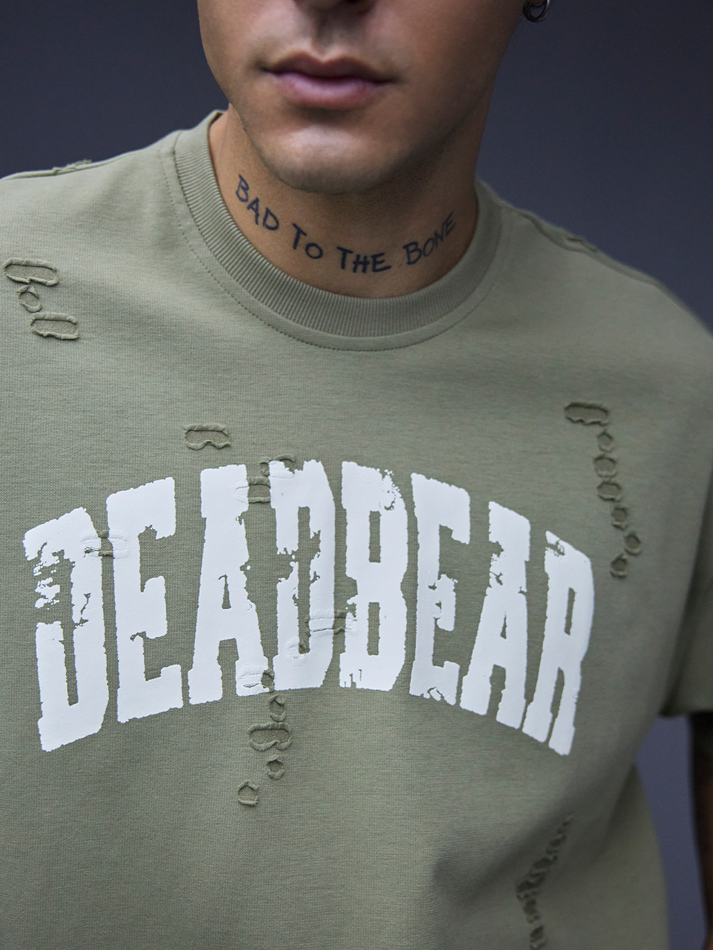 Distressed Olive Tee