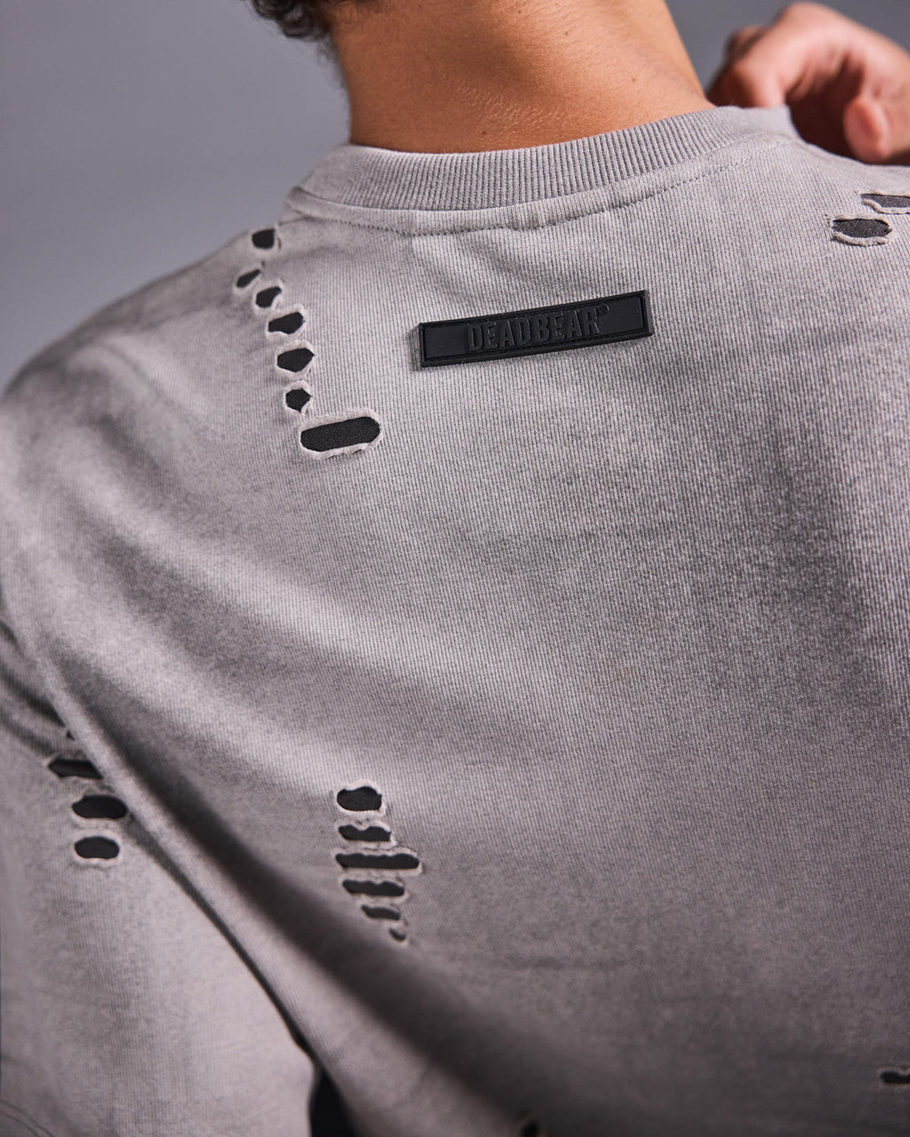 Distressed Washed Grey Tee