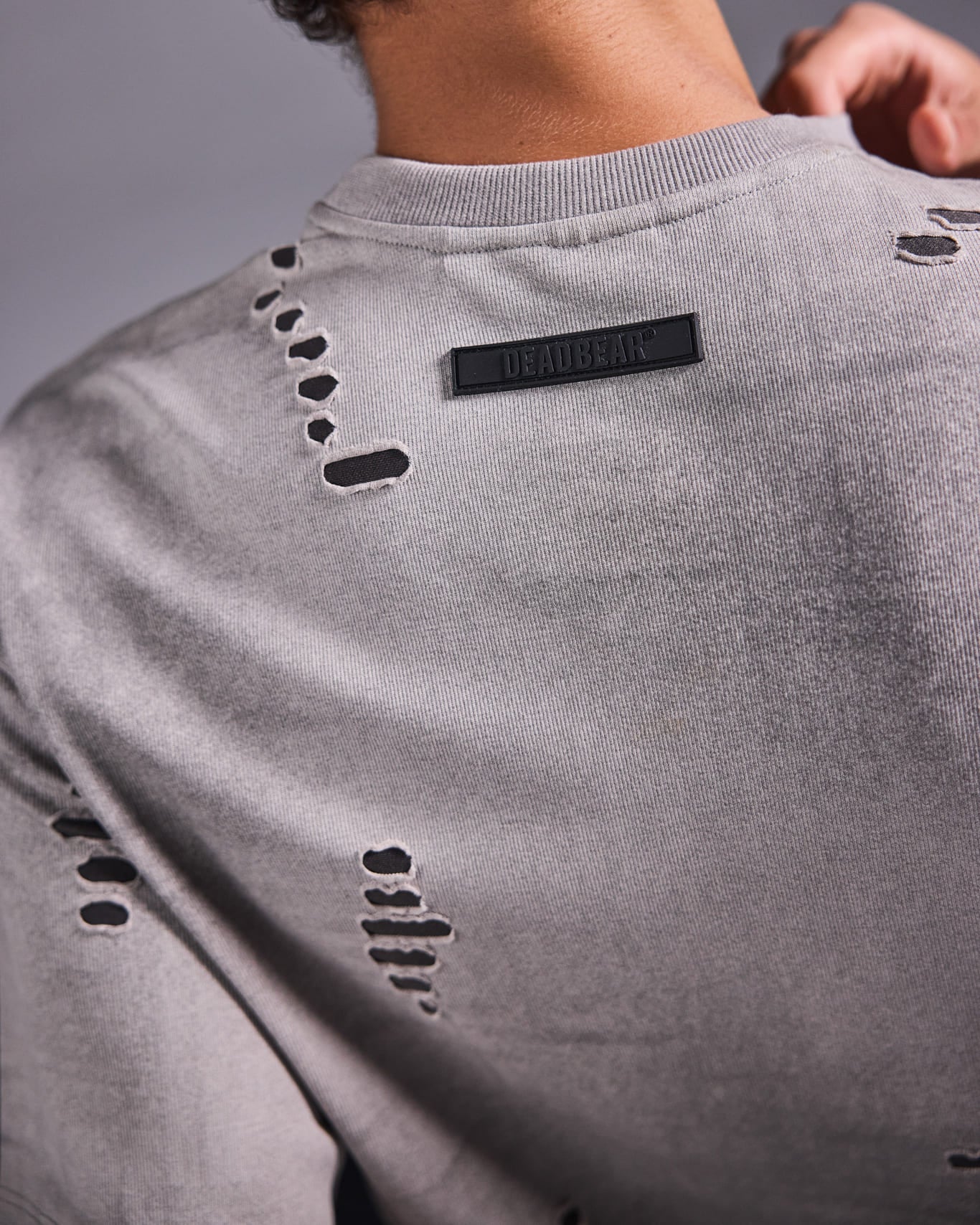 Distressed Washed Grey Tee