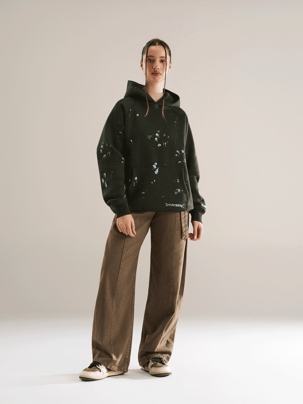 Grumpy Bear Hoodie Olive