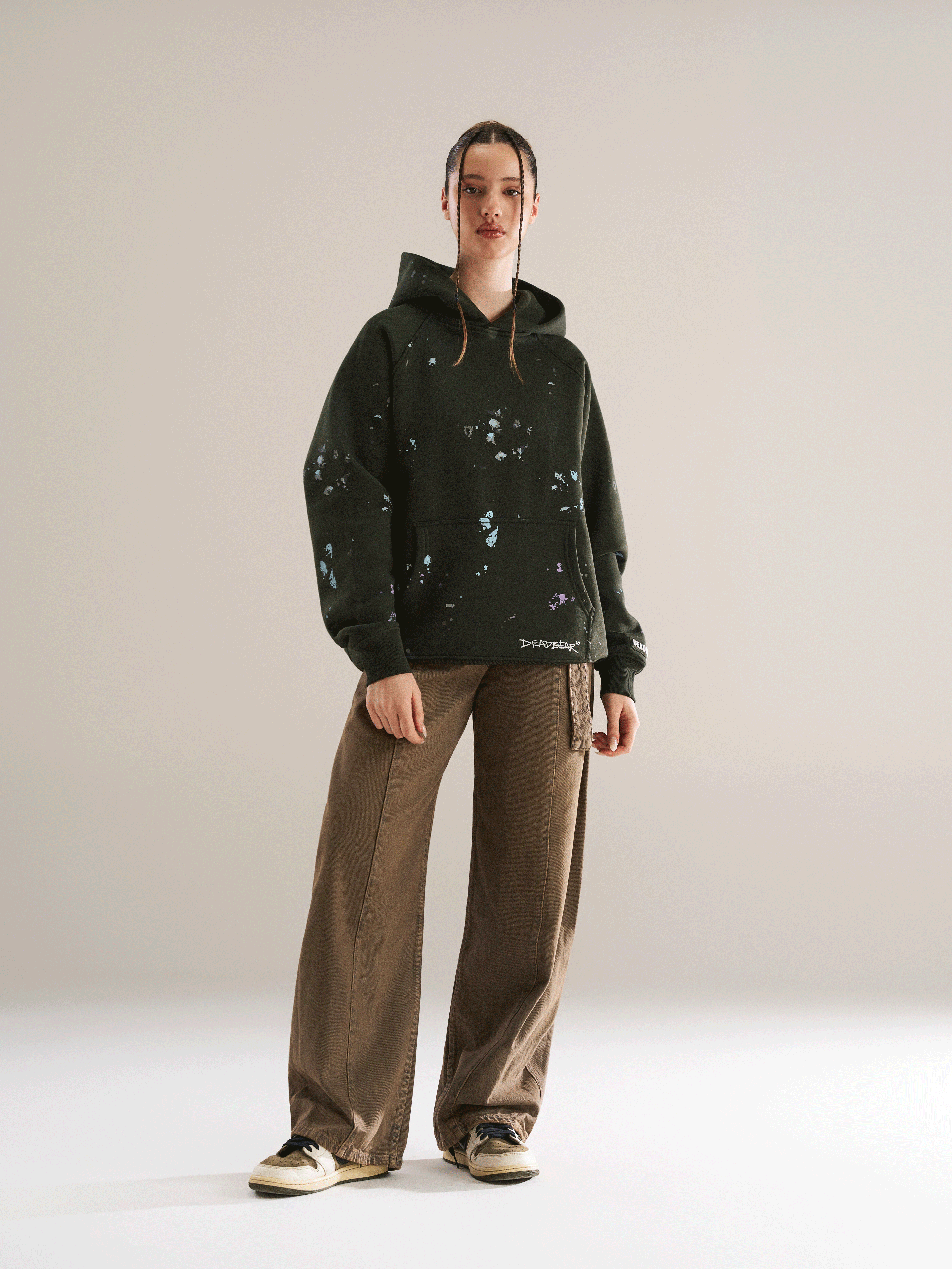 Grumpy Bear Hoodie Olive