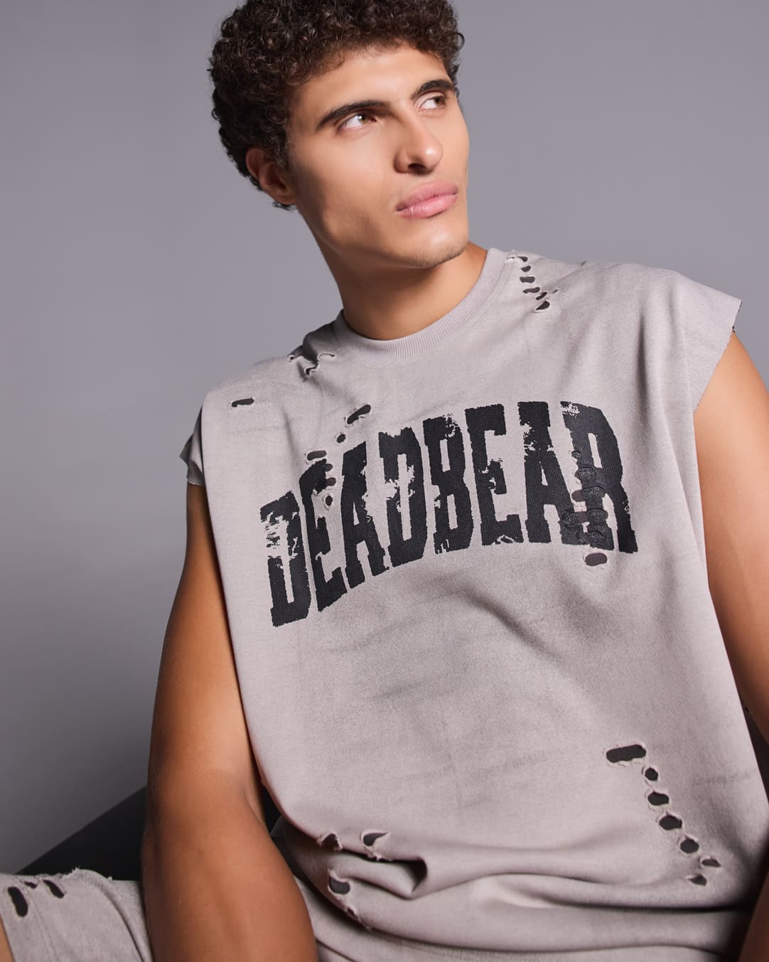 Distressed Washed Grey Tank