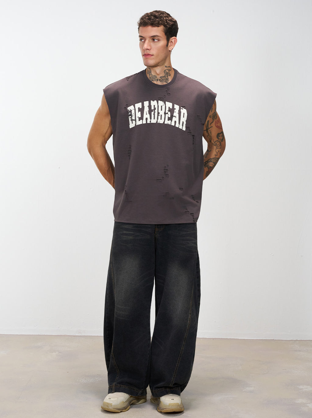 Distressed Ash Grey Tank