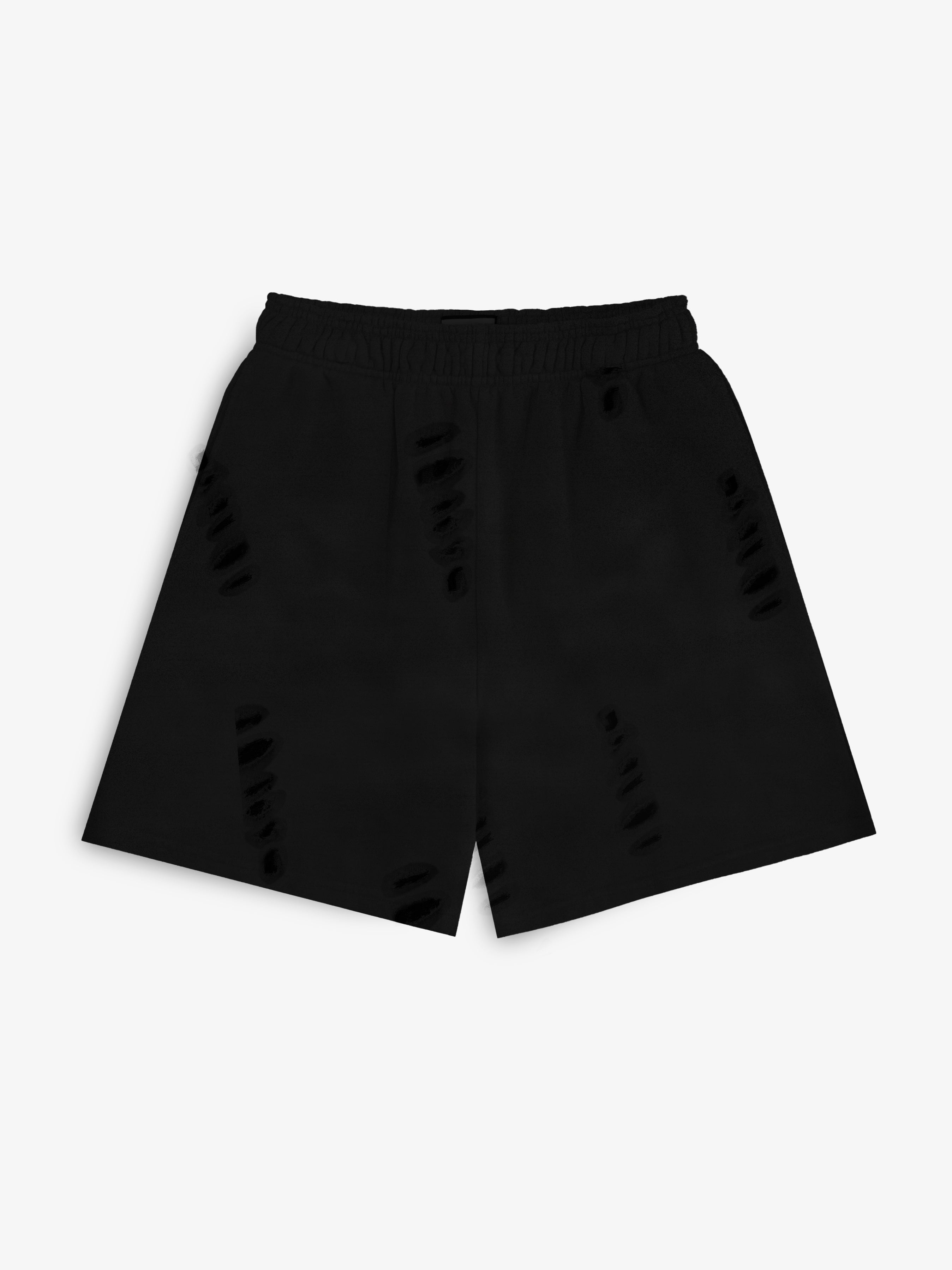 Distressed Black Shorts