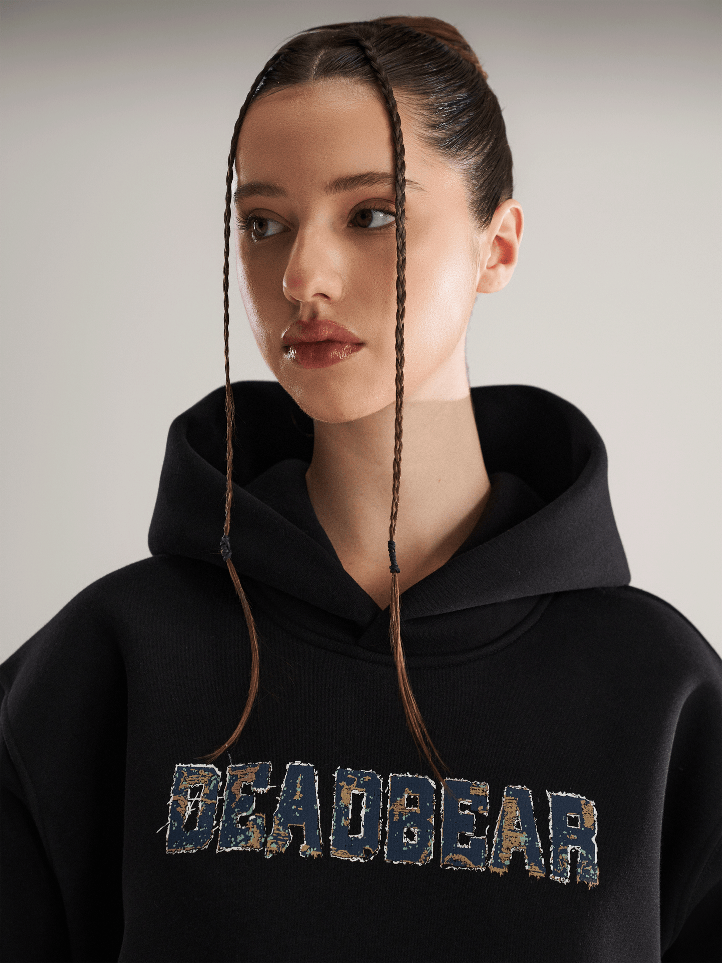 Fake Denim Hoodie Black