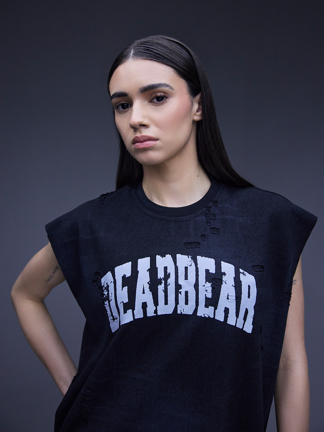 Distressed Washed Black Tank