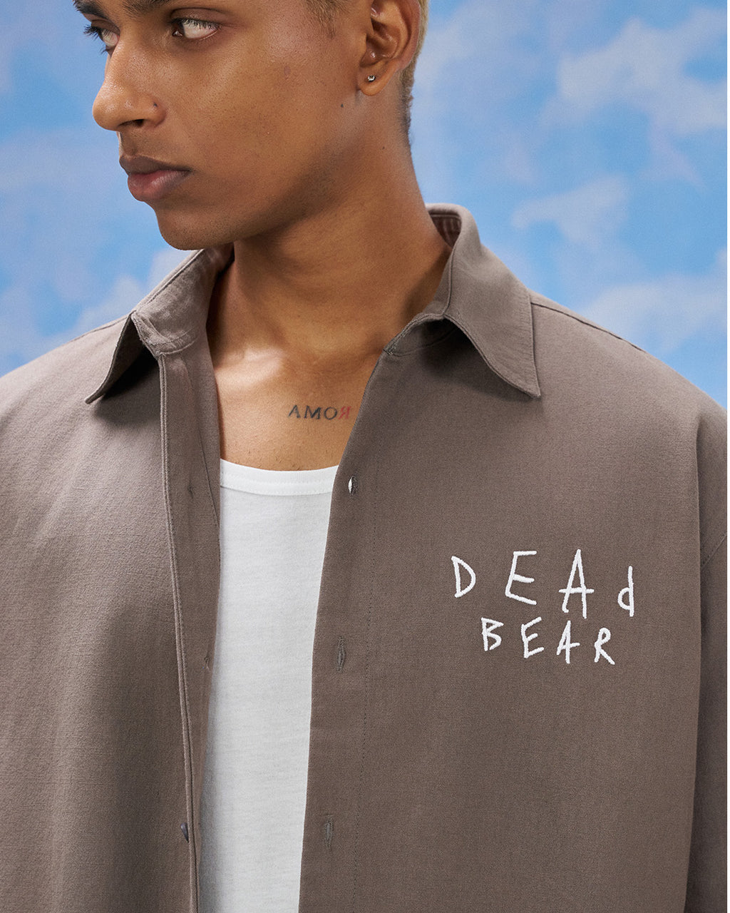 Scribbled Logo Shirt Taupe