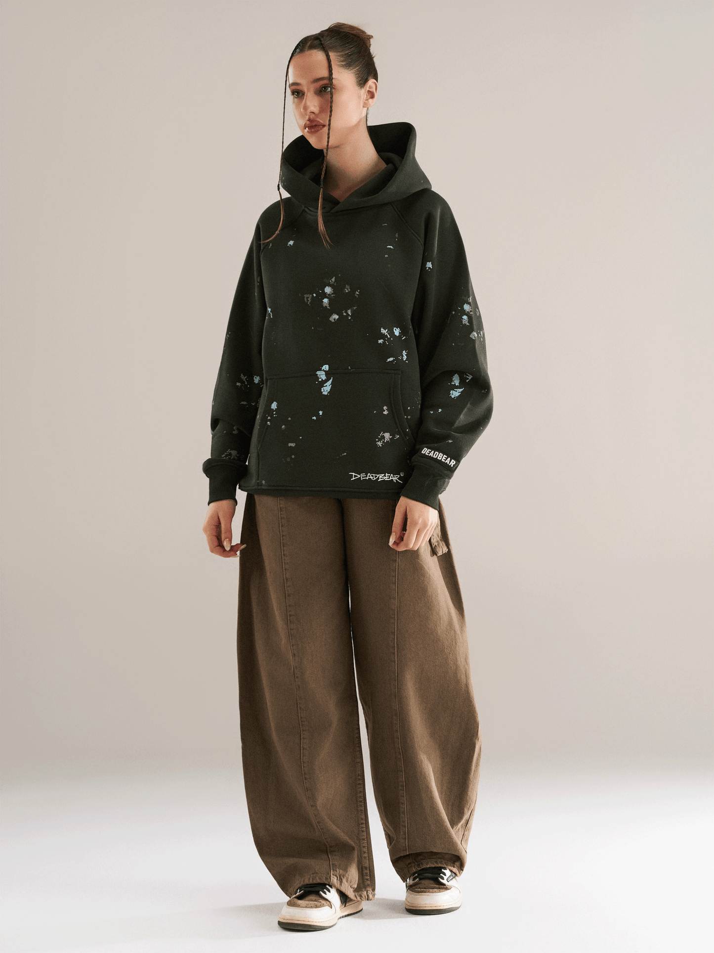 Grumpy Bear Hoodie Olive