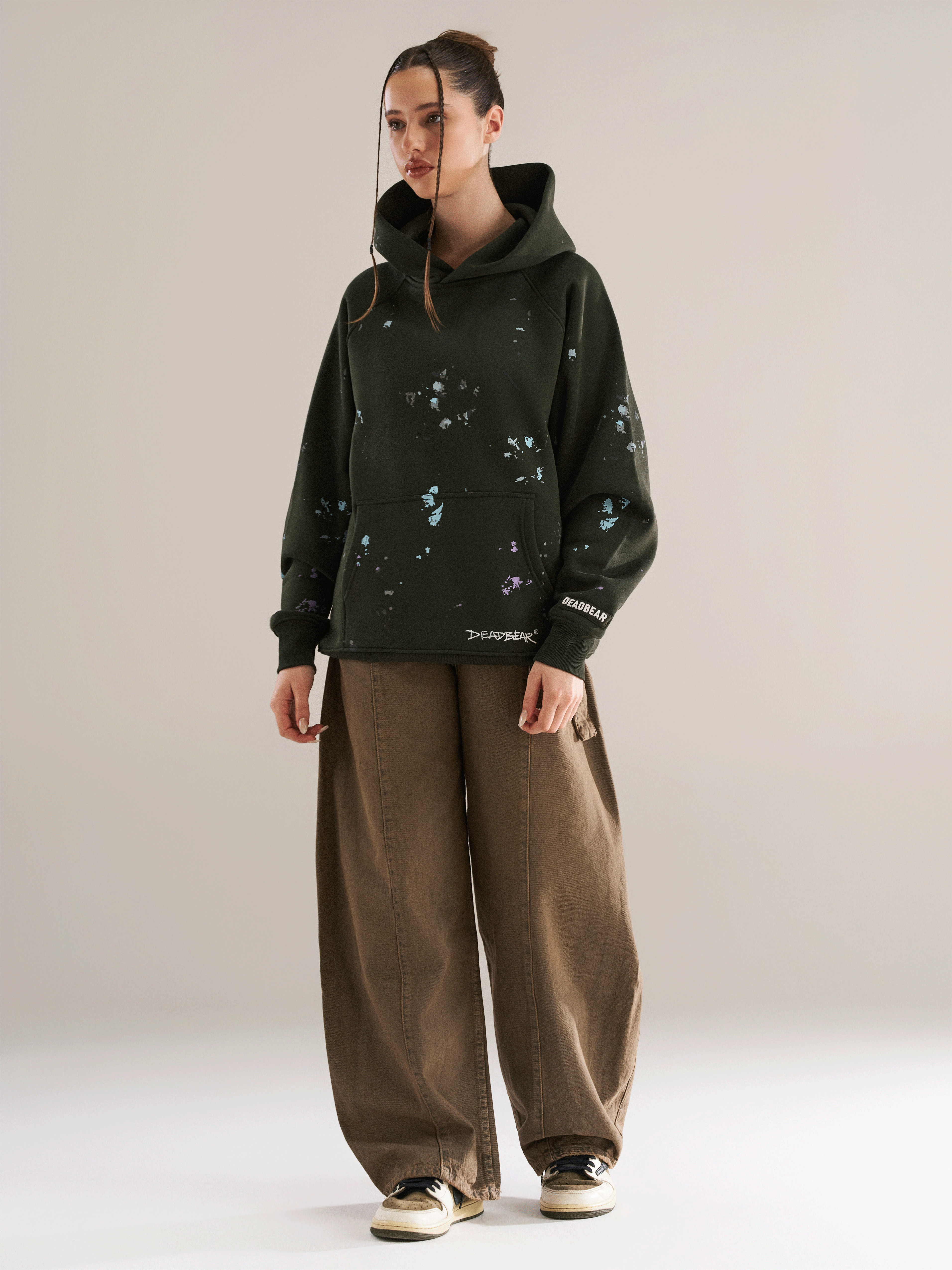 Grumpy Bear Hoodie Olive