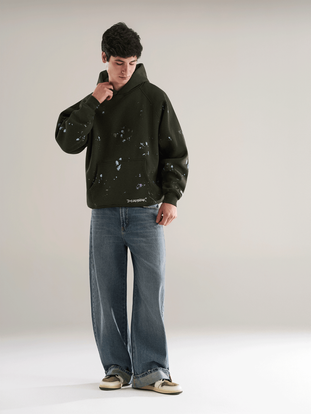 Grumpy Bear Hoodie Olive