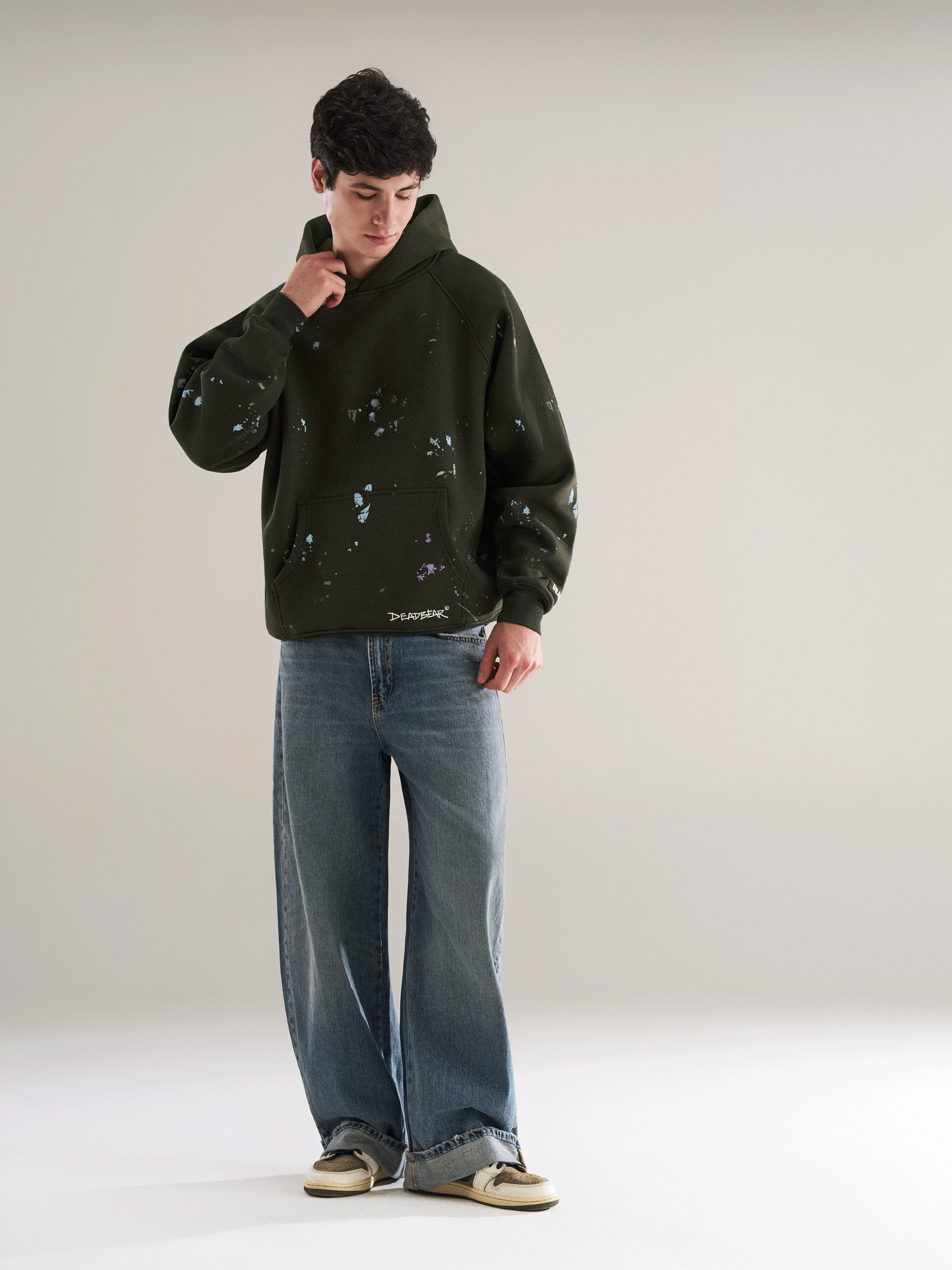 Grumpy Bear Hoodie Olive