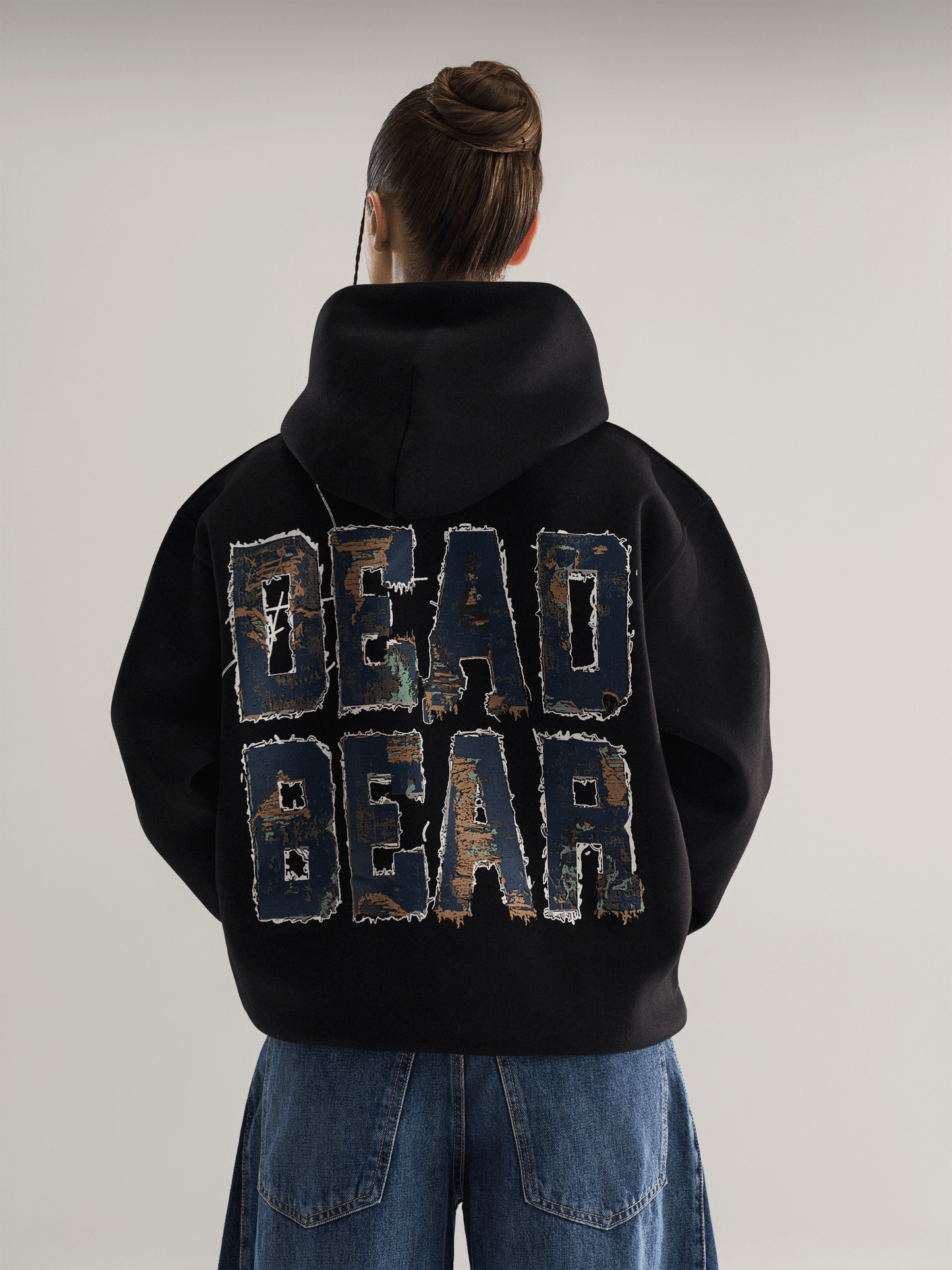 Fake Denim Hoodie Black