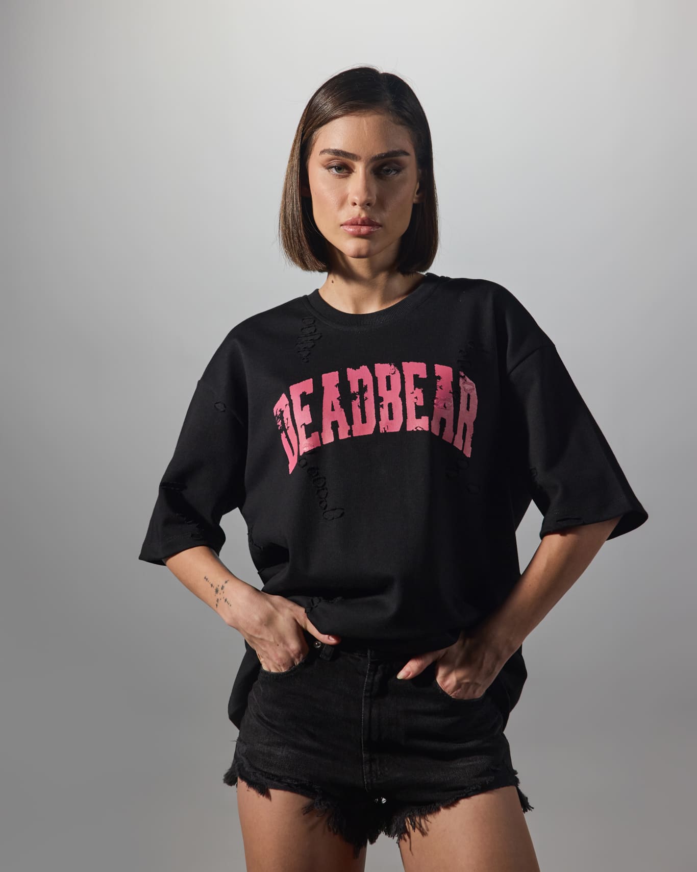 Distressed Black Tee