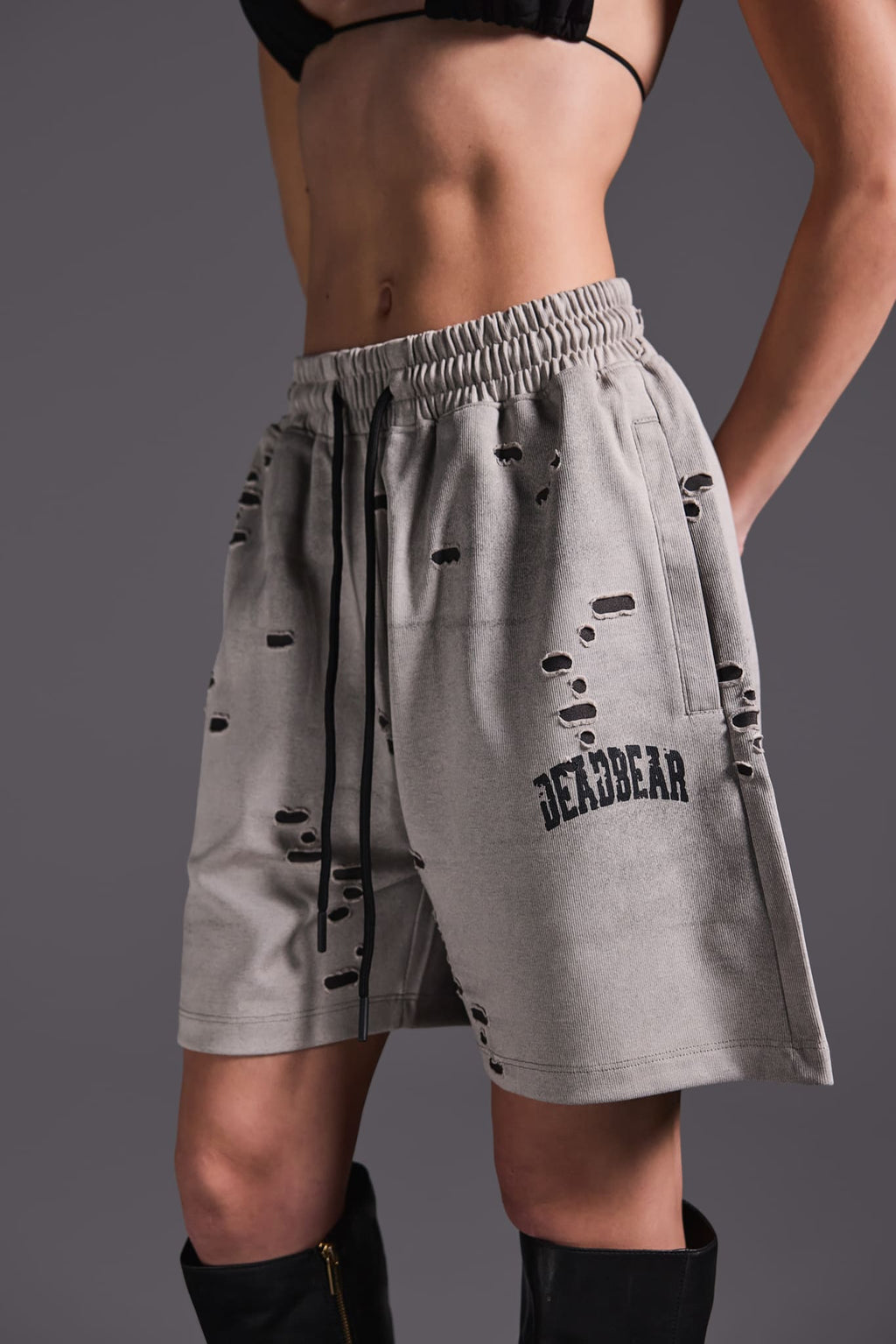 Distressed Washed Grey Shorts