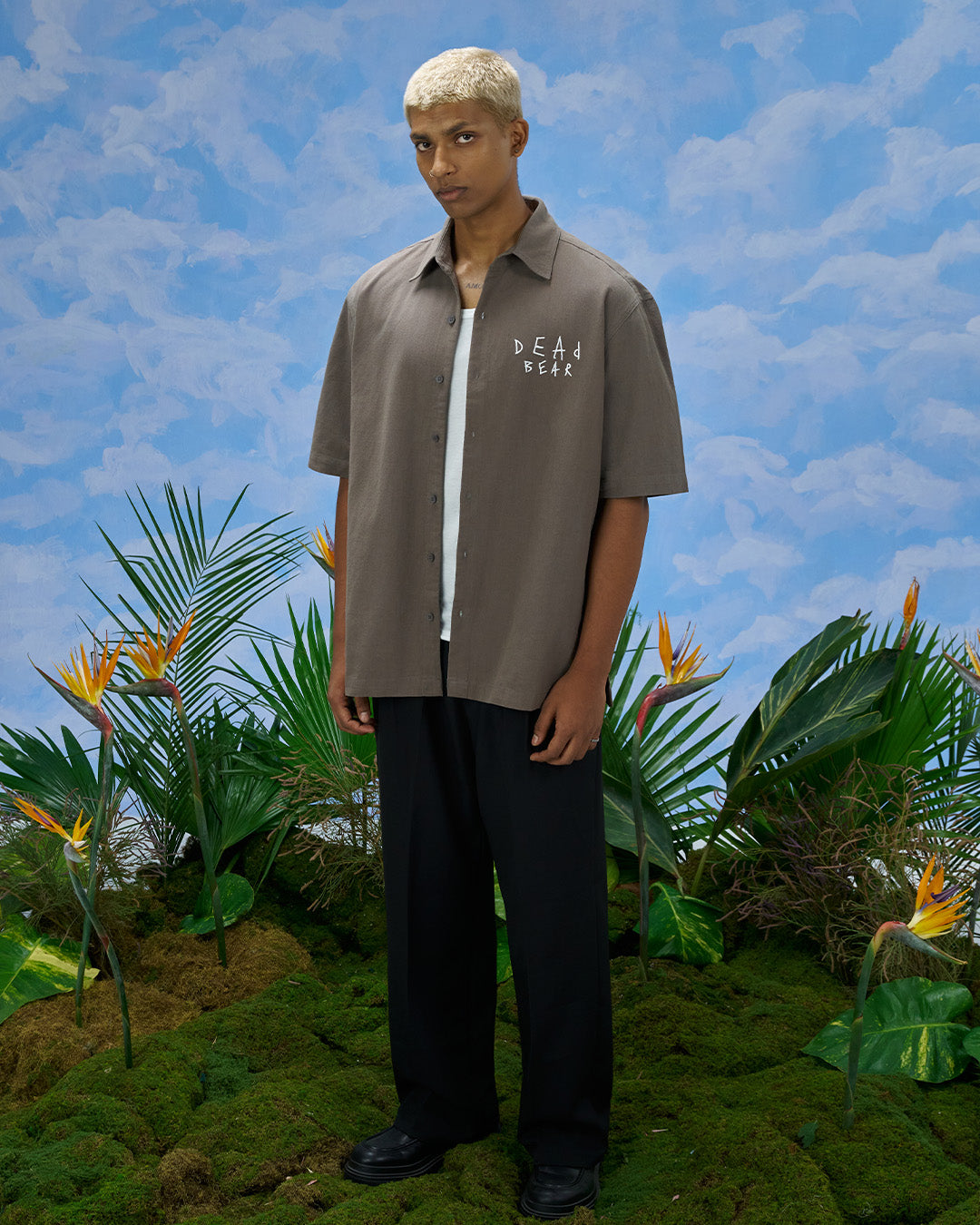 Scribbled Logo Shirt Taupe