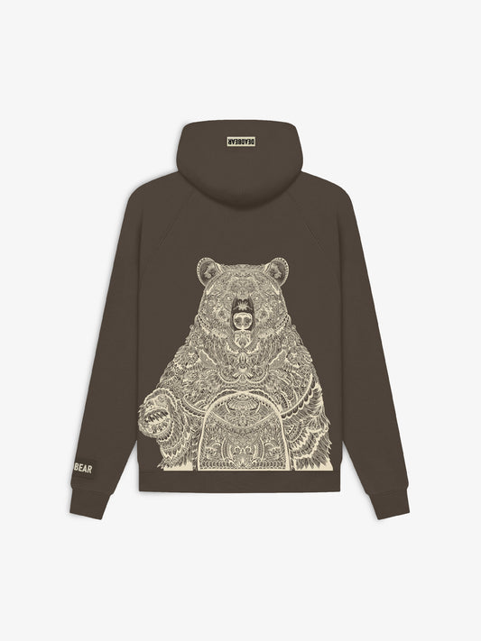 MANDALA BEAR HOODIE BROWN