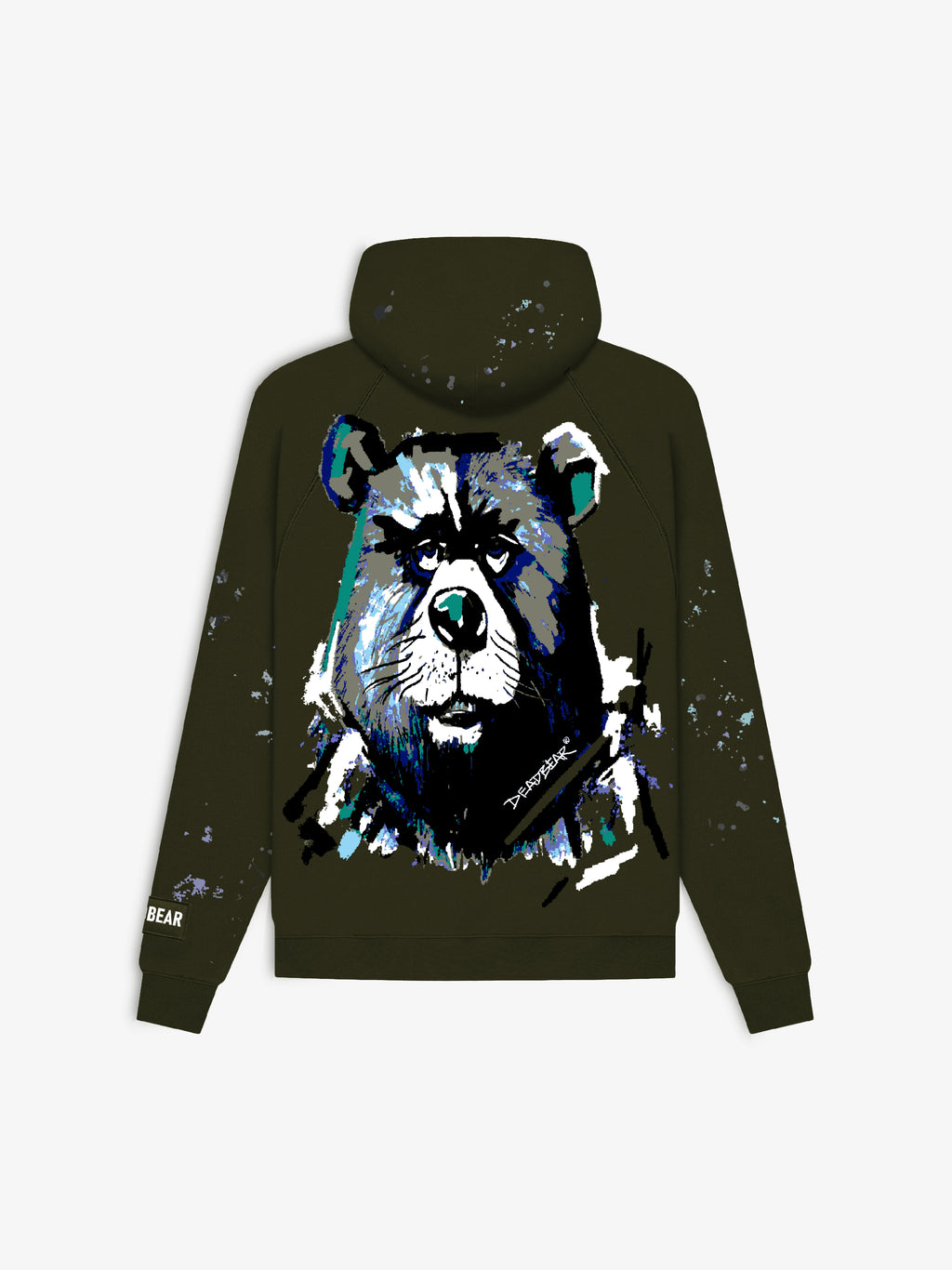 Grumpy Bear Hoodie Olive
